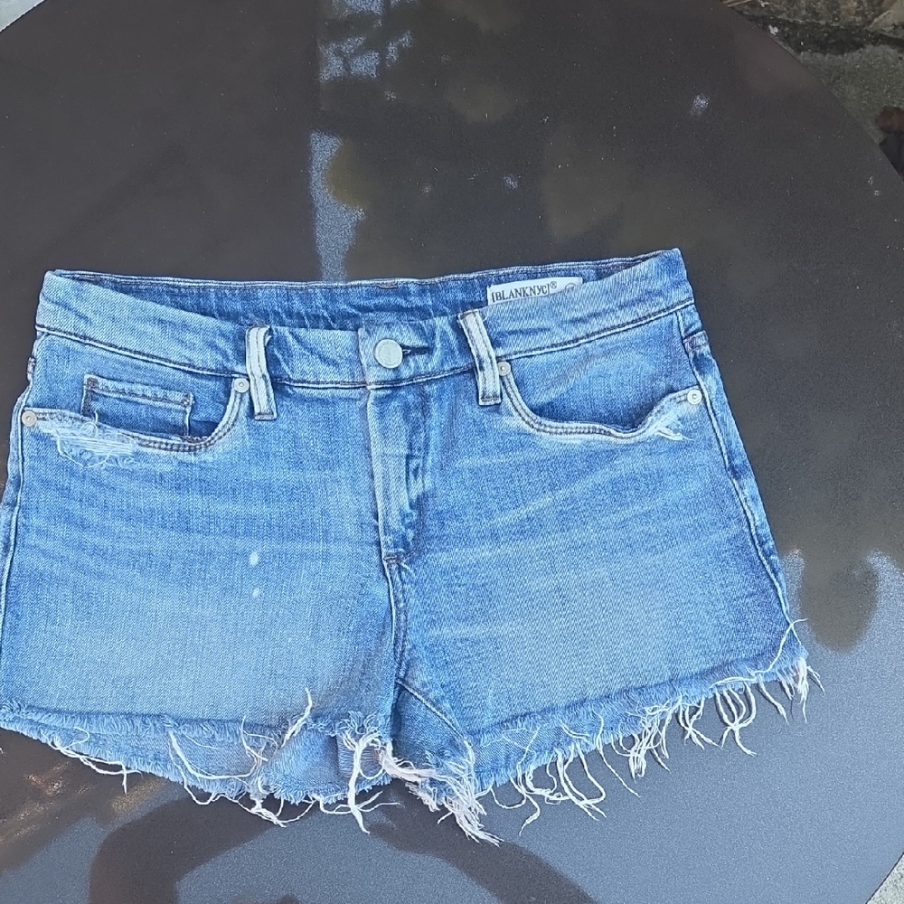 Blank NYC Frayed Hem Blue Jean Shorts